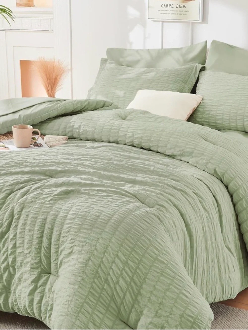 Soft Textured green comforter set king